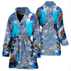 Blue Budgie Bird Print Women's Bath Rob-Free Shipping