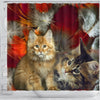 Cute Maine Coon Print Shower Curtains-Free Shipping
