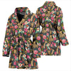 Airedale Terrier Dog Floral Print Women's Bath Robe-Free Shipping