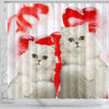 Persian Cat On Red Print Shower Curtains-Free Shipping