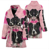 Border Collie Print Women's Bath Robe-Free Shipping