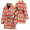 Poodle Dog Heart Pattern Print Women's Bath Robe-Free Shipping