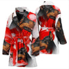 Dobermann On White Print Women's Bath Robe-Free Shipping