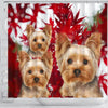 Yorkshire Terrier On Red Print Shower Curtains-Free Shipping