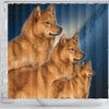 Finnish Spitz Print Shower Curtains-Free Shipping