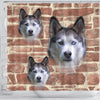 Siberian Husky On Wall Print Shower Curtains-Free Shipping