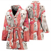 Maltese Dog On Pink Print Women's Bath Robe-Free Shipping