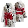 Dachshund On White Print Women's Bath Robe-Free Shipping