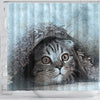 Lovely Cat Art Print Shower Curtains-Free Shipping