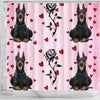 Doberman Pinscher With Rose Print Shower Curtain-Free Shipping