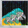 Blue Threaded Macaw Parrot Print Shower Curtains-Free Shipping