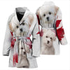 Cute Maltese Print Women's Bath Robe-Free Shipping