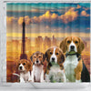 Beagle Print Shower Curtain-Free Shipping