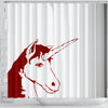 Red&White Unicorn Print Shower Curtain-Free Shipping