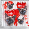 Siamese Cat On Red Print Shower Curtains-Free Shipping