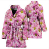 Pink Daisy Flower Print Women's Bath Robe-Free Shipping