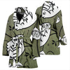 White Fish Print Women's Bath Robe-Free Shipping