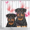 Rottweiler On White Print Shower Curtains-Free Shipping