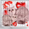 Exotic Shorthair Cat On Red Print Shower Curtains-Free Shipping
