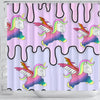 Happy Unicorn Print Shower Curtain-Free Shipping