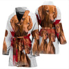 Vizsla On White Print Women's Bath Robe-Free Shipping