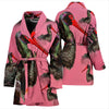 Black Stork Bird Print Women's Bath Robe-Free Shipping