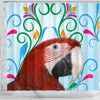 Red-and-green macaw Parrot Print Shower Curtain-Free Shipping