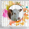 Colorful Hereford Cattle (Cow) Print Shower Curtain-Free Shipping