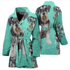 Miniature Schnauzer Dog Art Print Women's Bath Robe-Free Shipping