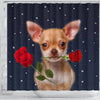 Chihuahua Dog With Rose Print Shower Curtain-Free Shipping