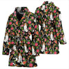 Beagle Dog Floral Print Women's Bath Robe-Free Shipping