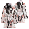 Boston Terrier Print Women's Bath Robe-Free Shipping