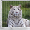 White Bengal Tiger Print Shower Curtains-Free Shipping