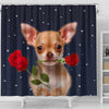 Chihuahua Dog With Rose Print Shower Curtain-Free Shipping