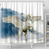 Unicorn In Snowfall Print Shower Curtain-Free Shipping