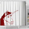 Red&White Unicorn Print Shower Curtain-Free Shipping