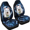 West Highland White Terrier On Blue Print Car Seat Covers- Free Shipping