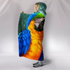 Blue And Yellow Macaw Parrot Print Hooded Blanket-Free Shipping