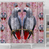 African Grey Parrot Floral Print Shower Curtains-Free Shipping