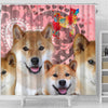 Shiba Inu Print Shower Curtains-Free Shipping