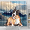 Pit Bull Terrier Print Shower Curtains-Free Shipping