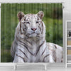 White Bengal Tiger Print Shower Curtains-Free Shipping