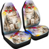 Siberian Cat With Red Glasses Print Car Seat Covers-Free Shipping