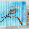 Blue Budgie Parrot (Common Parakeet) Print Shower Curtains-Free Shipping