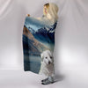 White Shepherd Print Hooded Blanket-Free Shipping