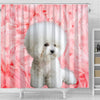 Bichon Frise On Pink Print Shower Curtains-Free Shipping