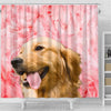 Golden Retriever On Pink Print Shower Curtains-Free Shipping