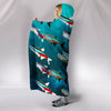 Neon Tetra Fish Print Hooded Blanket-Free Shipping