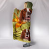 Lovely Irish Red and White Setter Dog Print Hooded Blanket-Free Shipping