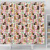 Cute Yorkie Floral Print Shower Curtains-Free Shipping